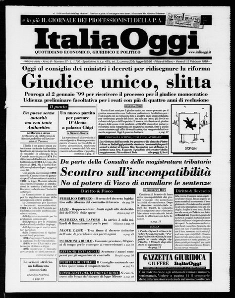 Italia oggi : quotidiano di economia finanza e politica